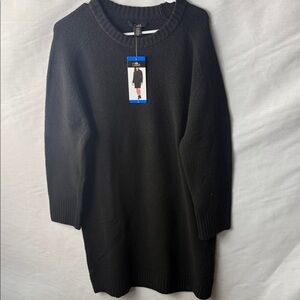 Dalia Black Crewneck Knit Sweater Dress